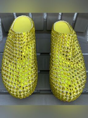 AREA Yellow Rhinestone Clog Shoes - Made in Italy (Size 40)